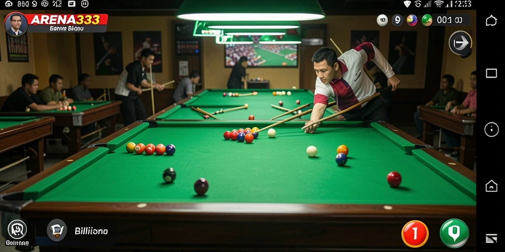 Tampilan utama ARENA333 yang menarik dengan antarmuka Billiard yang mengesankan.