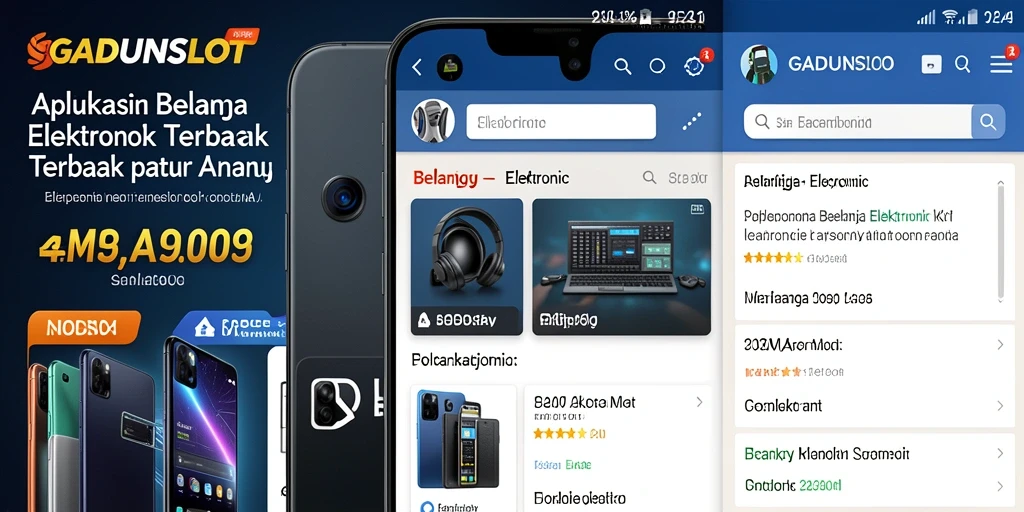 Antarmuka GADUNSLOT menampilkan berbagai produk elektronik dengan jelas.