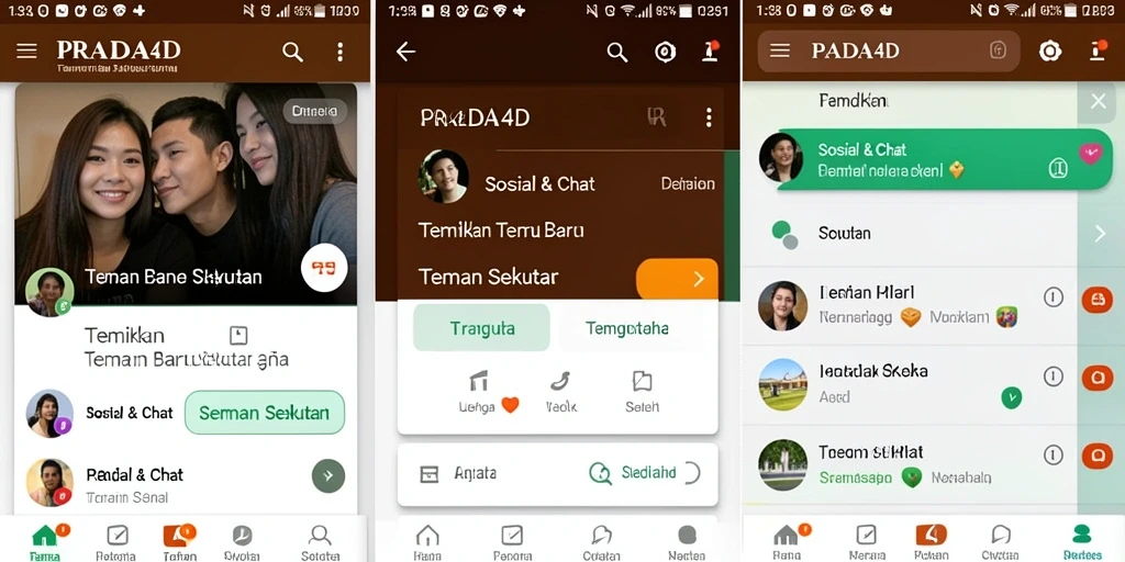 Tampilan antarmuka PRADA4D dengan fitur Teman Sekitar yang interaktif.