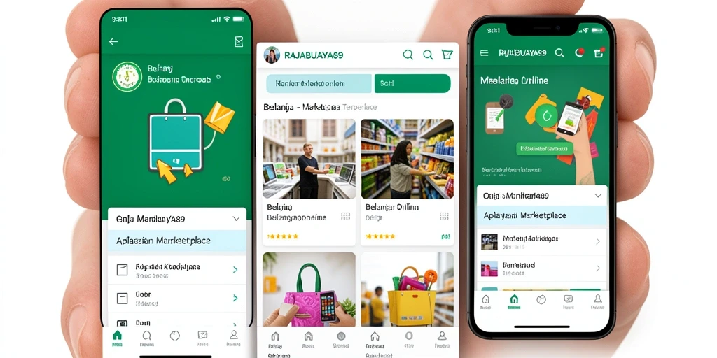 Antarmuka pengguna aplikasi RAJABUAYA89 yang memudahkan belanja online.