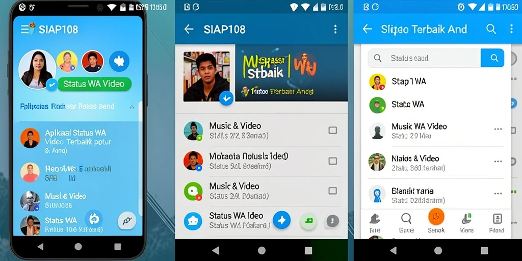 Tampilan antarmuka aplikasi SIAP108 yang user-friendly untuk Status WA Video.