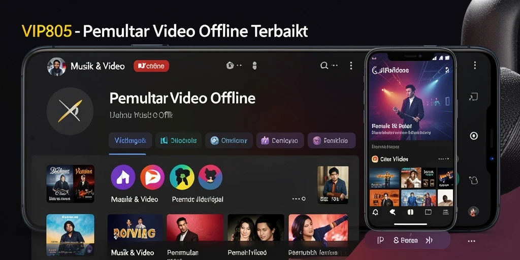 Antarmuka VIP805 yang bersih dan fungsional untuk Pemutar Video Offline.